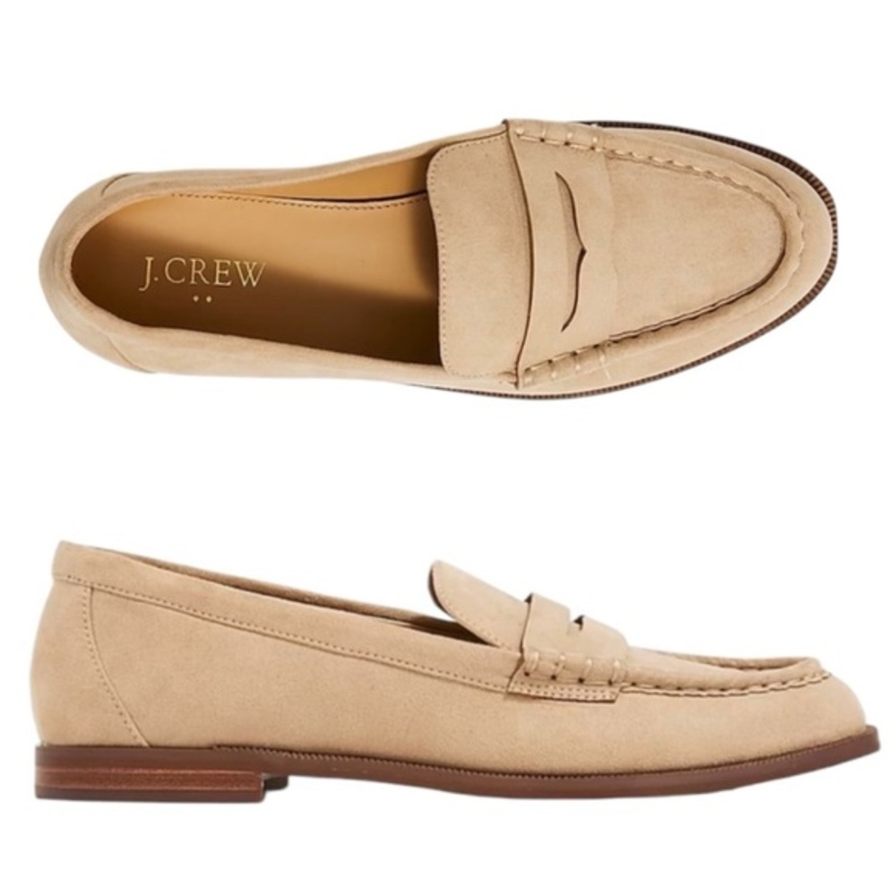 J. Crew Factory Beige Suede Penny Loafers